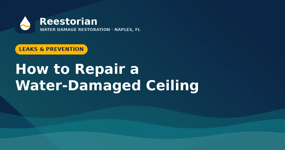 How to repair a water-damaged ceiling step by step graphic